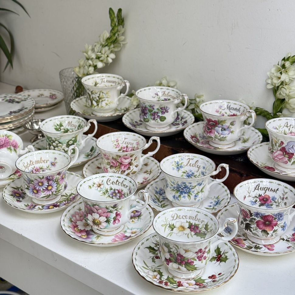 Кофейная пара Royal Albert 12 месяцев 130 мл Англия набор 12 шт.