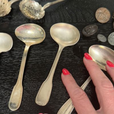 Ложка для соуса перевертыш 13 см серебрение