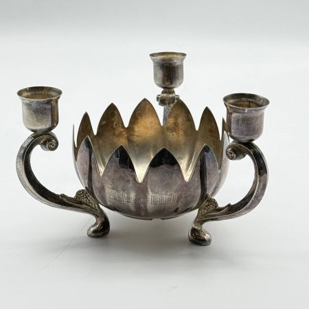 Подсвечник-роузбол на три свечи 20 см без вставки серебрение