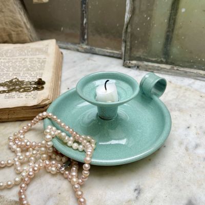 Подсвечник на блюде Зеленый 15 см эмаль