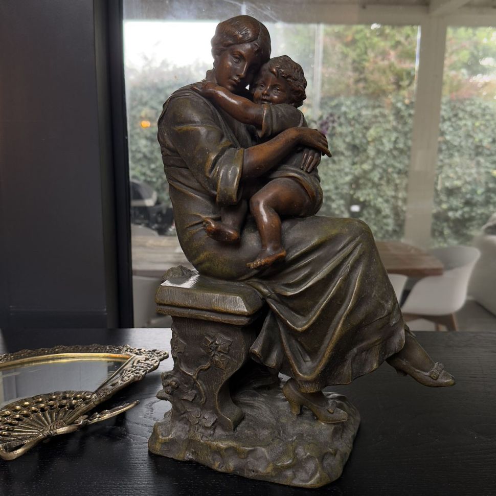 Статуэтка скульптура Мать и дитя Scotte A.J. 37 см бронза Франция