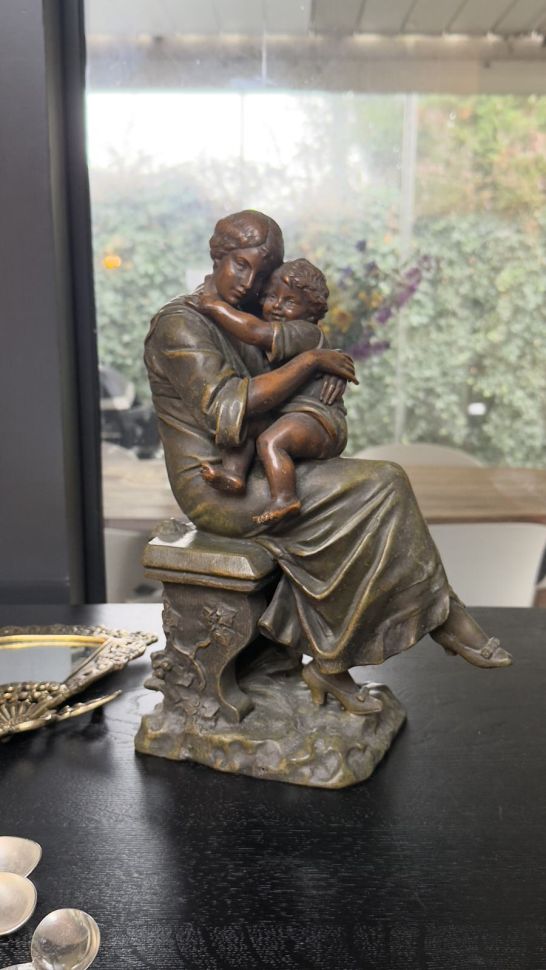 Статуэтка скульптура Мать и дитя Scotte A.J. 37 см бронза Франция