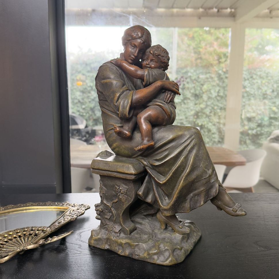 Статуэтка скульптура Мать и дитя Scotte A.J. 37 см бронза Франция