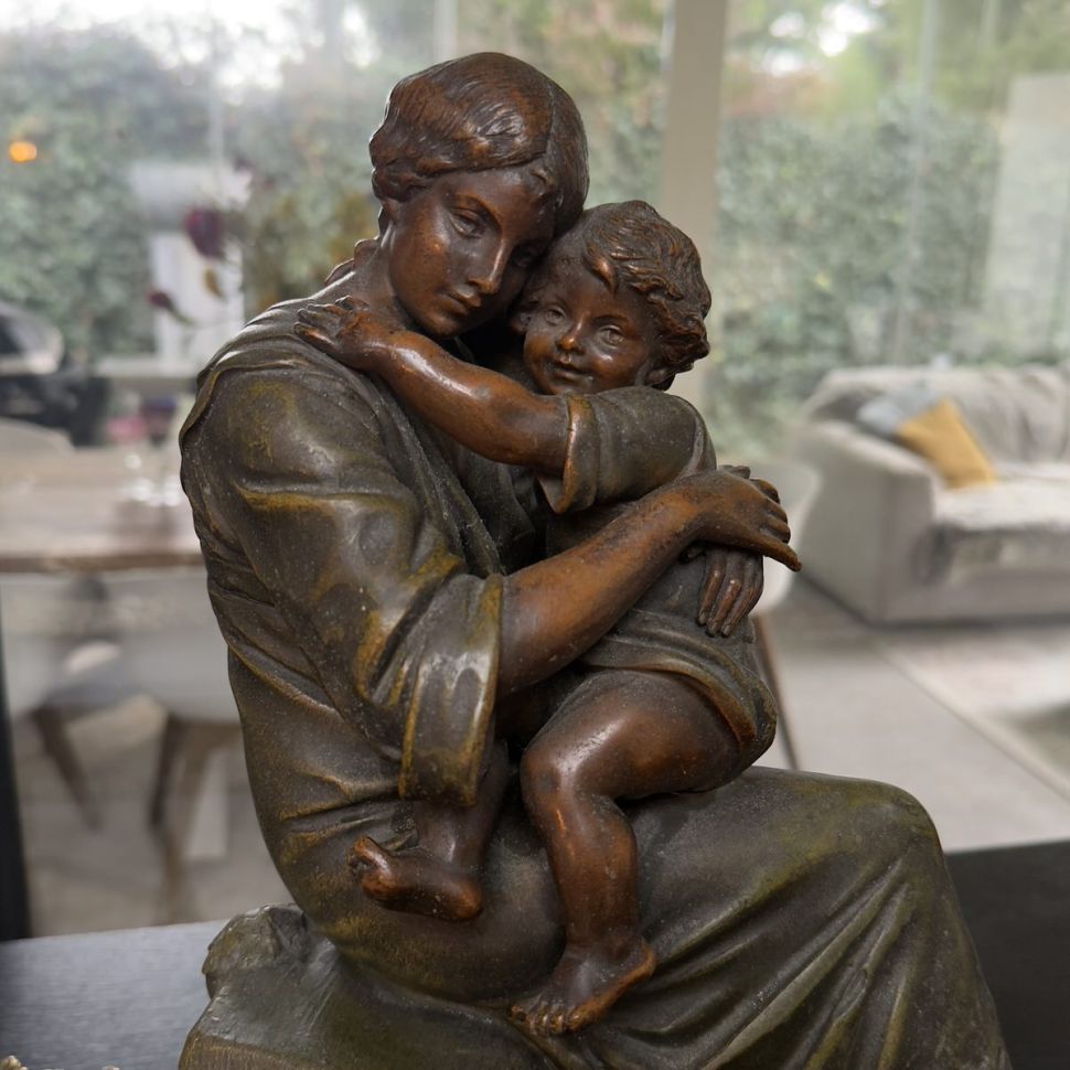 Статуэтка скульптура Мать и дитя Scotte A.J. 37 см бронза Франция