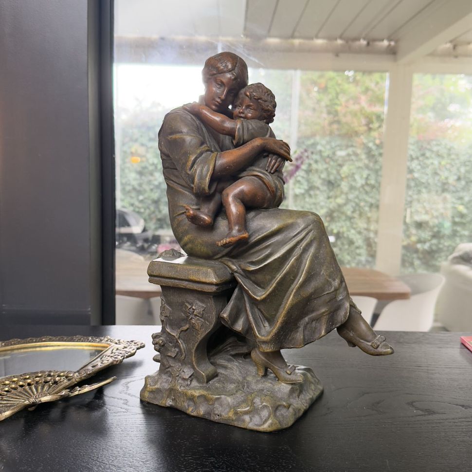Статуэтка скульптура Мать и дитя Scotte A.J. 37 см бронза Франция