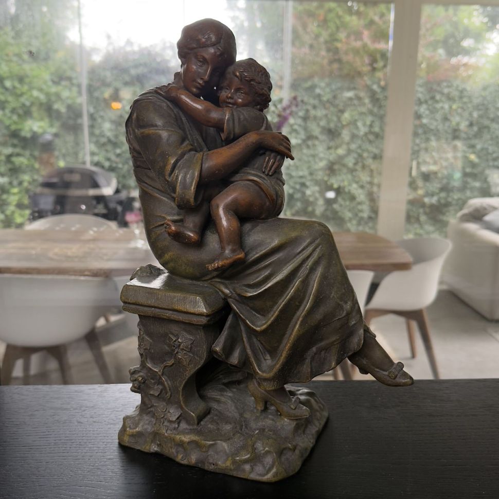 Статуэтка скульптура Мать и дитя Scotte A.J. 37 см бронза Франция