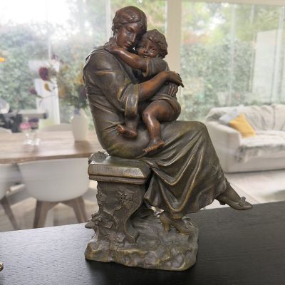 Статуэтка скульптура Мать и дитя Scotte A.J. 37 см бронза Франция