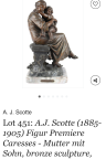 Статуэтка скульптура Мать и дитя Scotte A.J. 37 см бронза Франция