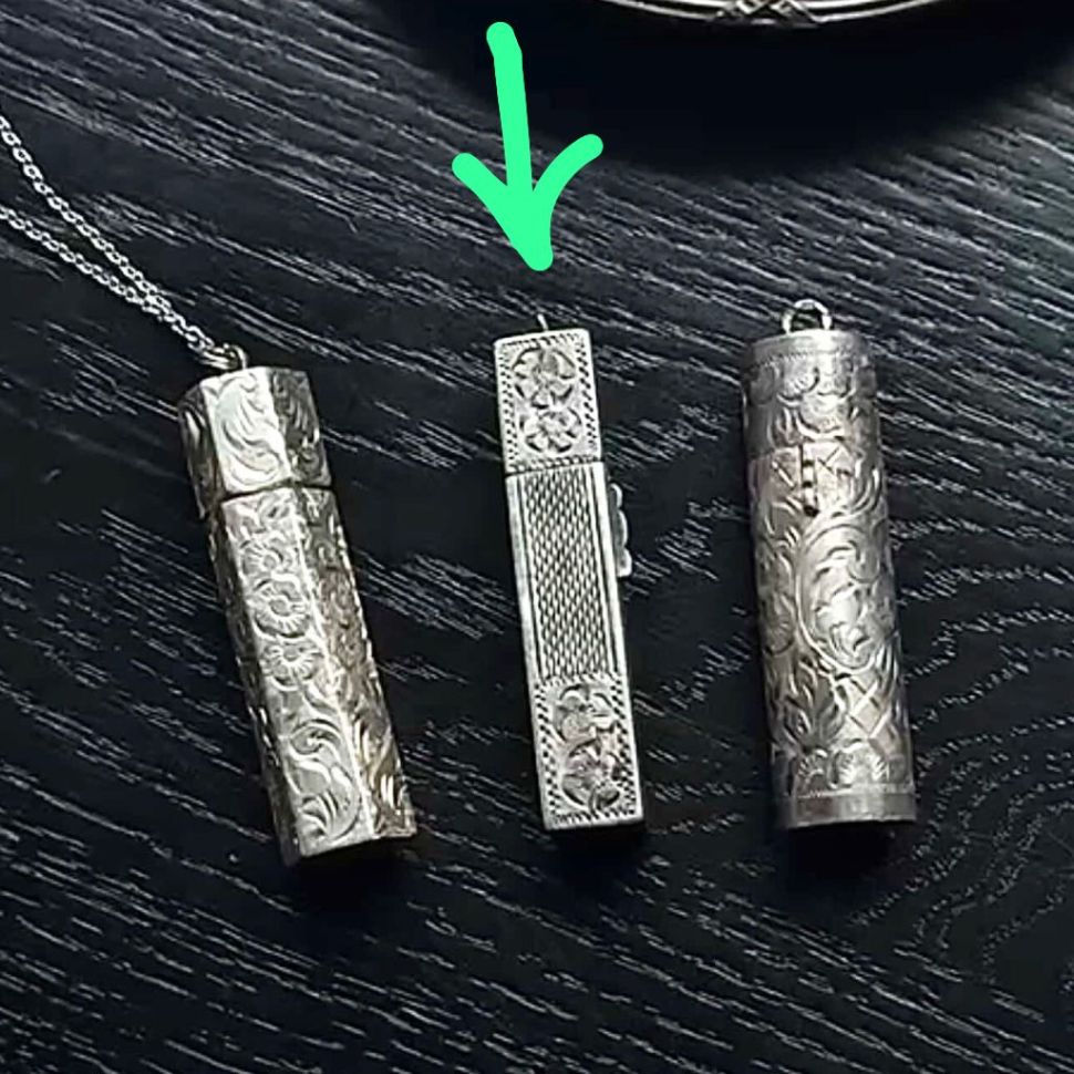 Футляр для помады 925 серебро 19-20 век прямоугольник