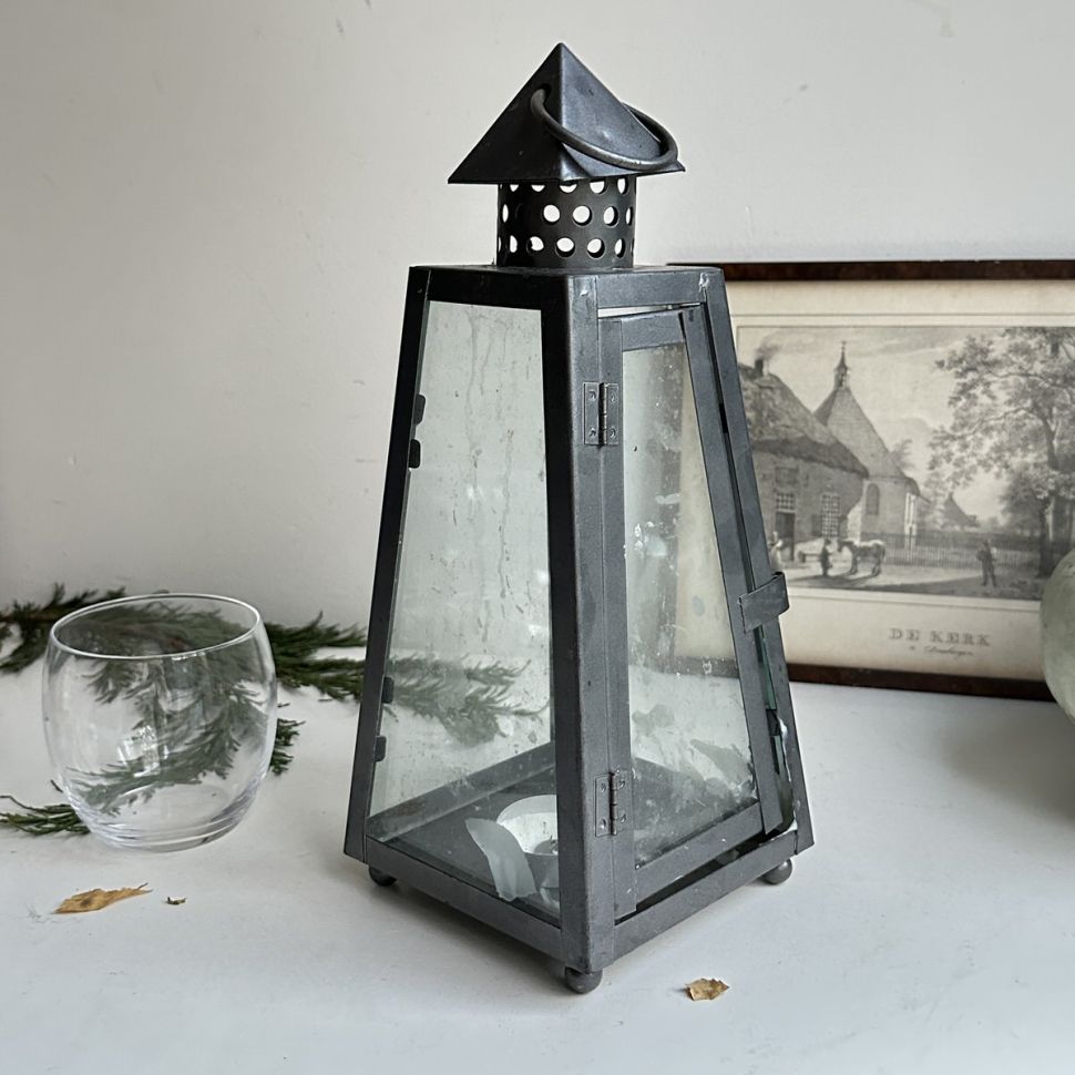 Подсвечник фонарь 30 см стекло металл