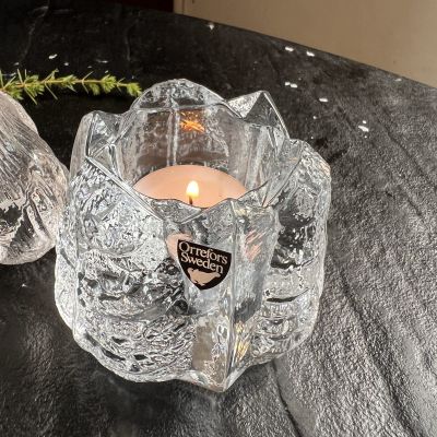 Подсвечник 7 см Листья Orrefors хрусталь Швеция