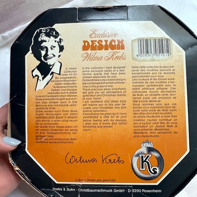 Елочная игрушка Wilma Krebs Design набор 4 шт Германия   