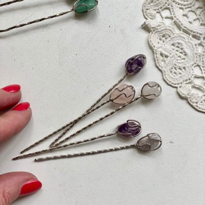 Шпажка 9 см с натуральным камнем набор 5 шт.