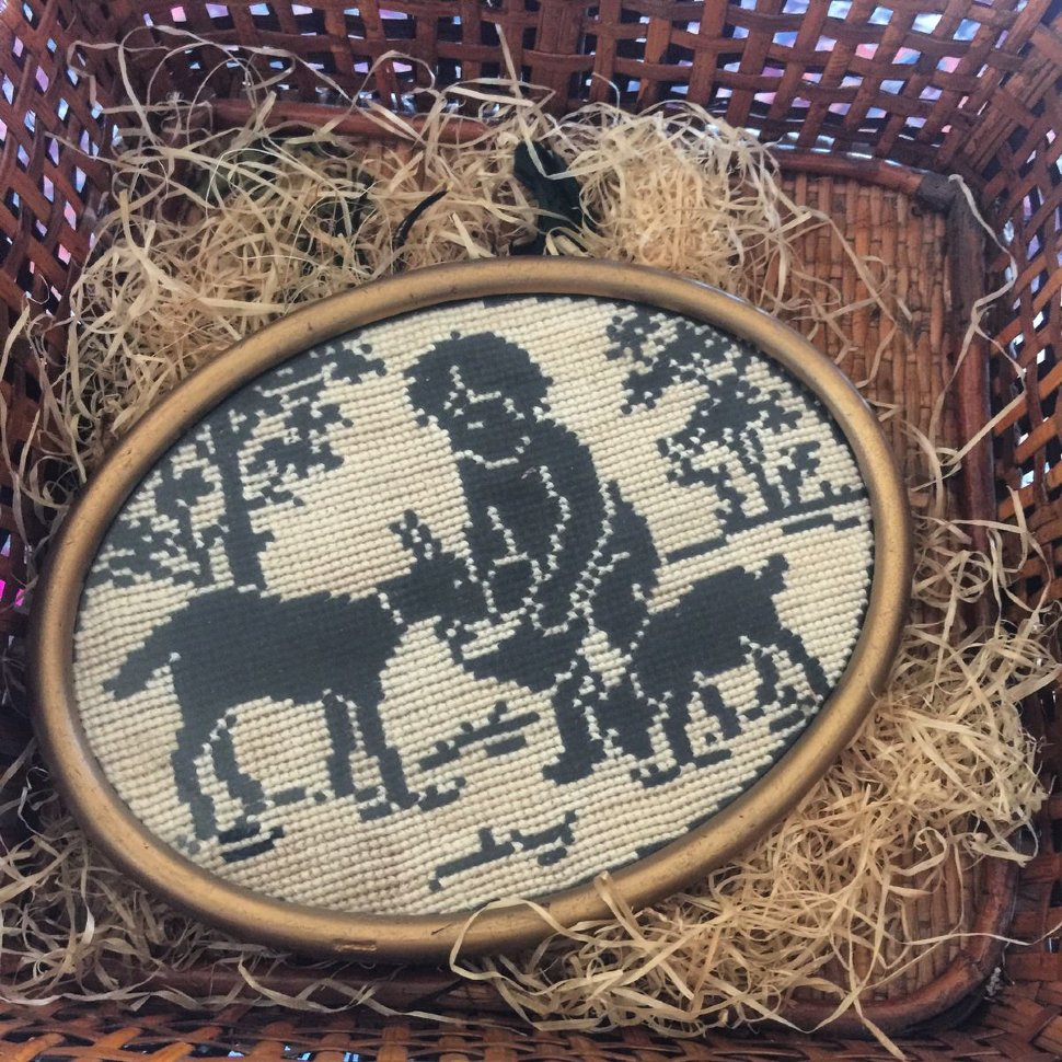 Панно вышивка монохром Пастушок набор 2 шт. Швеция