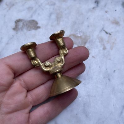 Подсвечник мини на две свечи латунь