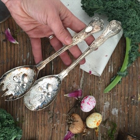 Вилка и ложка салатная "Фруктовая ваза", набор