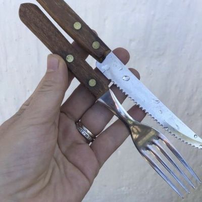 Вилка с деревянной ручкой 19 см 