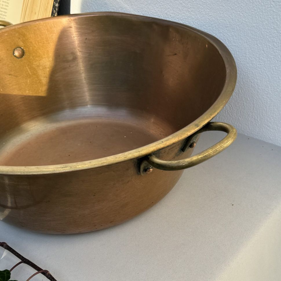 Таз для варенья 36 см Франция медь латунь