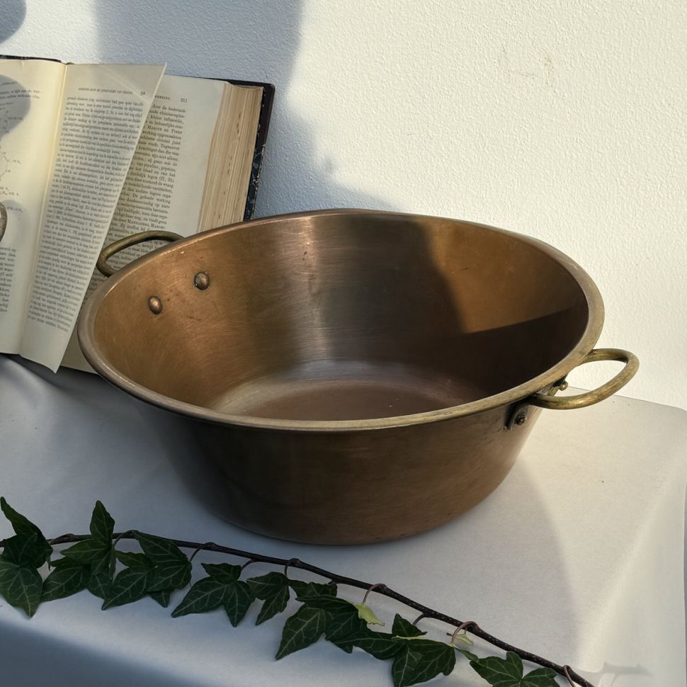 Таз для варенья 36 см Франция медь латунь
