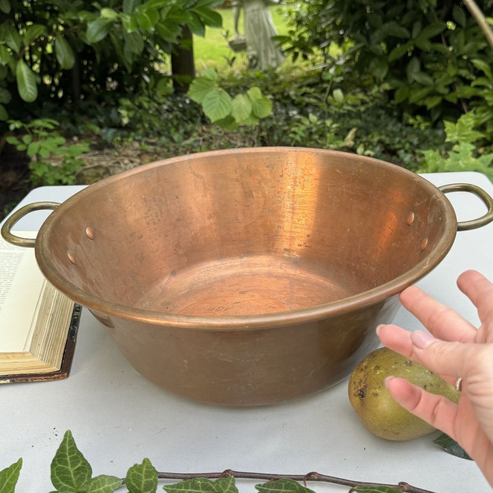 Таз для варенья 36 см Франция медь латунь