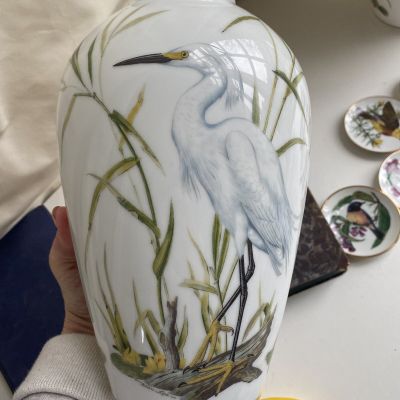 Ваза Franklin Porcelain The Marshland Bird Vase фарфор Япония 1981 г.