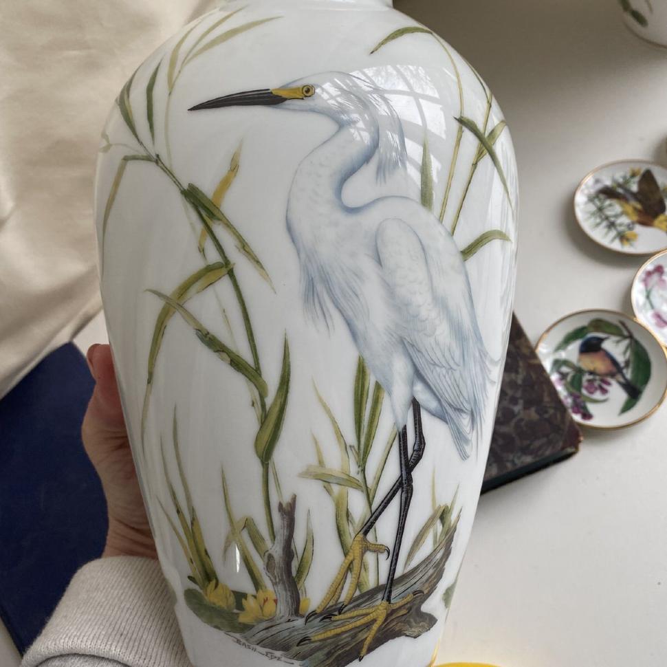 Ваза Franklin Porcelain The Marshland Bird Vase 1981