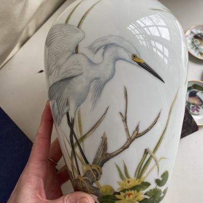 Ваза Franklin Porcelain The Marshland Bird Vase фарфор Япония 1981 г.