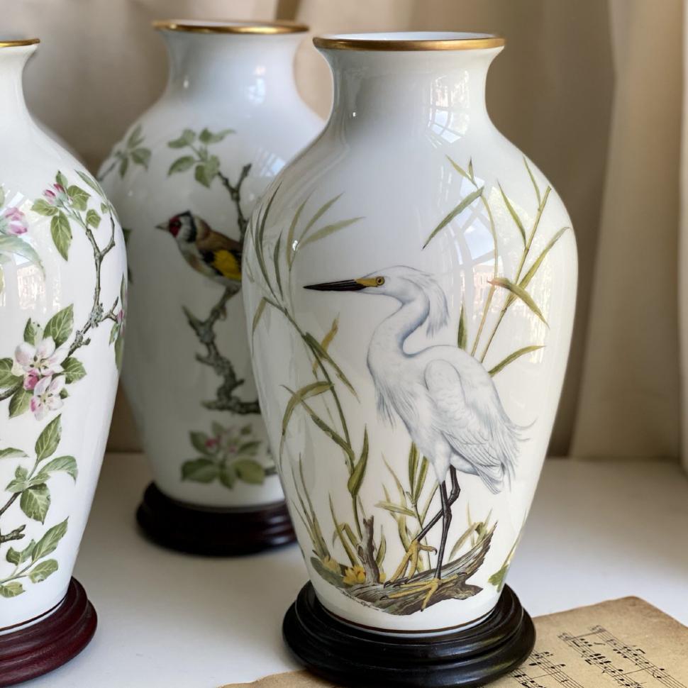 Ваза Franklin Porcelain The Marshland Bird Vase 1981