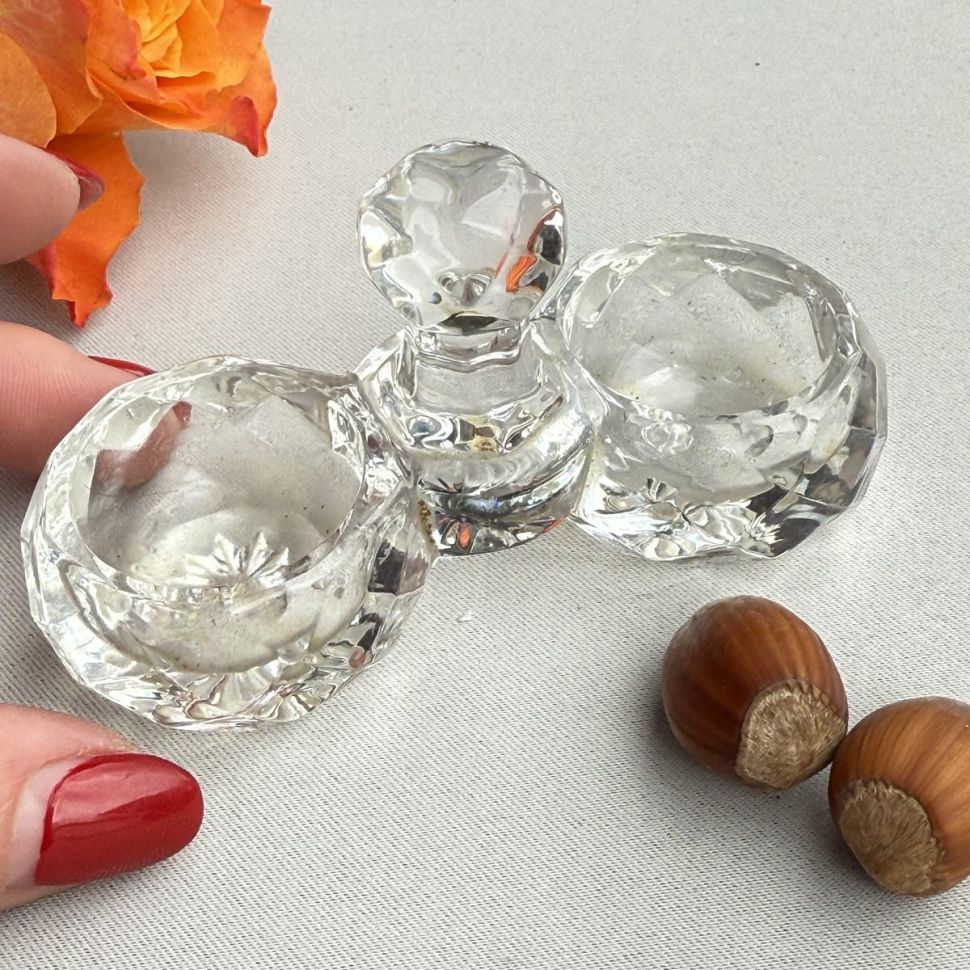 Солонка двойная 10 см хрусталь Франция