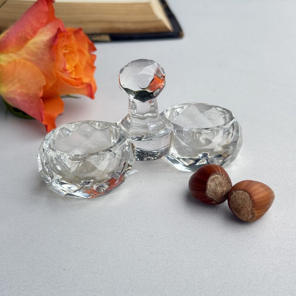 Солонка двойная 10 см хрусталь Франция