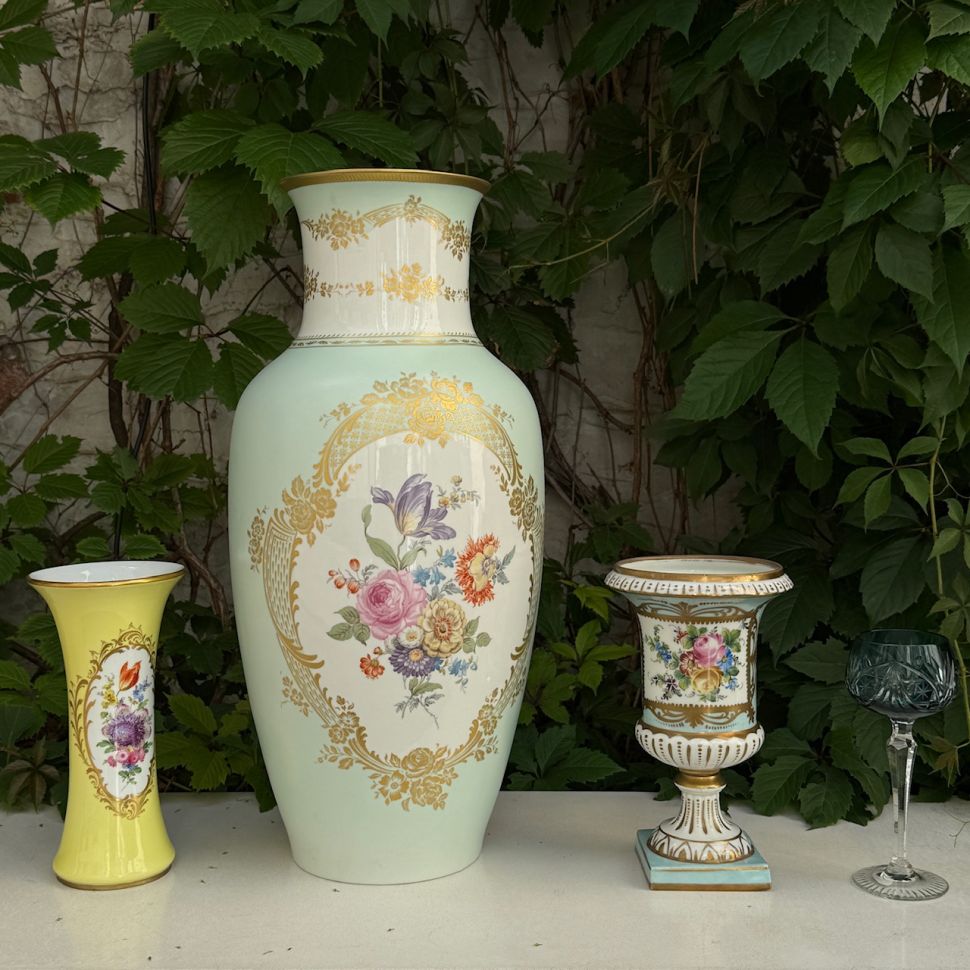 Ваза Kaiser Мейсенский букет 56 см фарфор позолота Германия