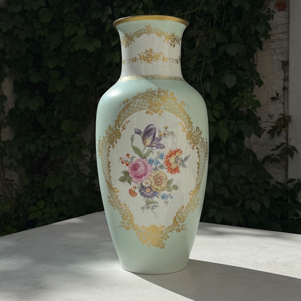 Ваза Kaiser Мейсенский букет 56 см фарфор позолота Германия