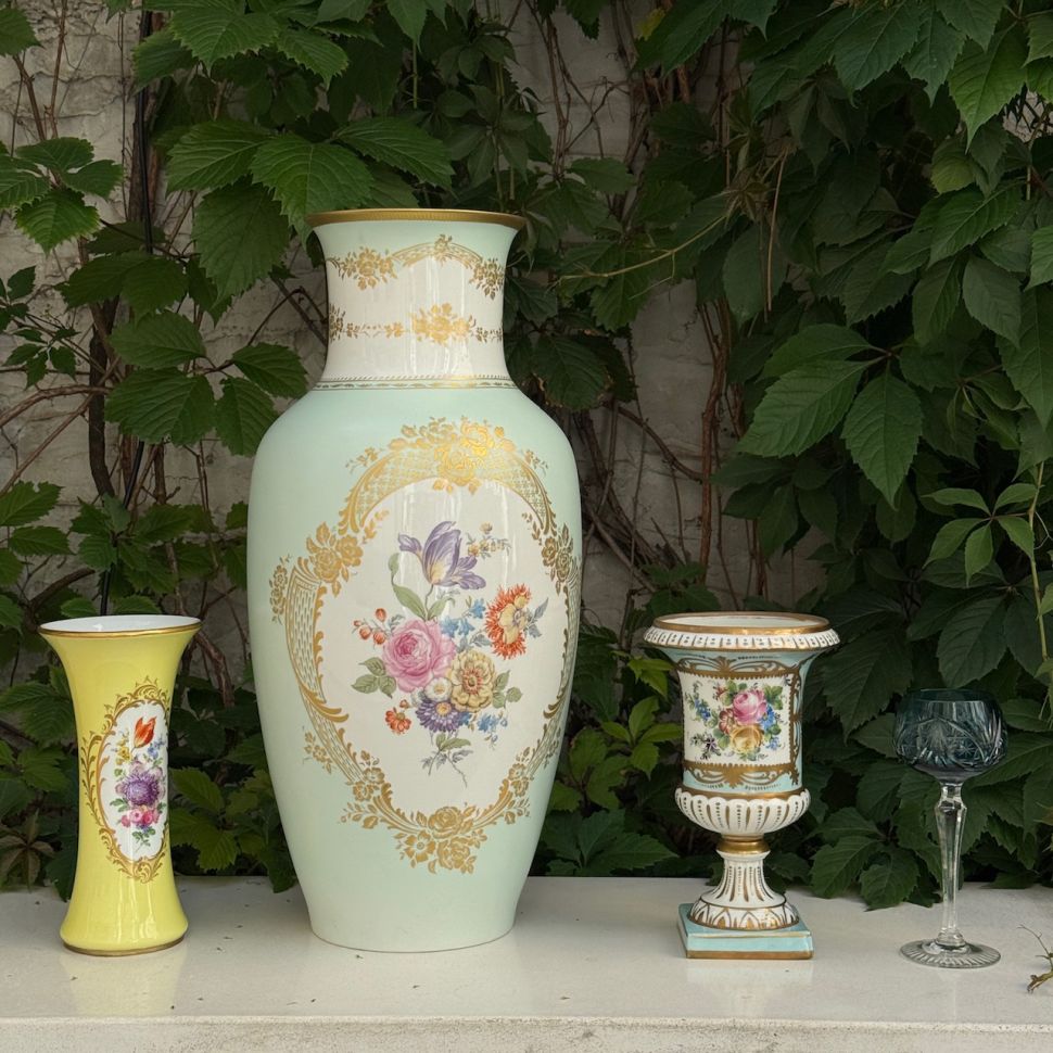 Ваза Kaiser Мейсенский букет 56 см фарфор позолота Германия