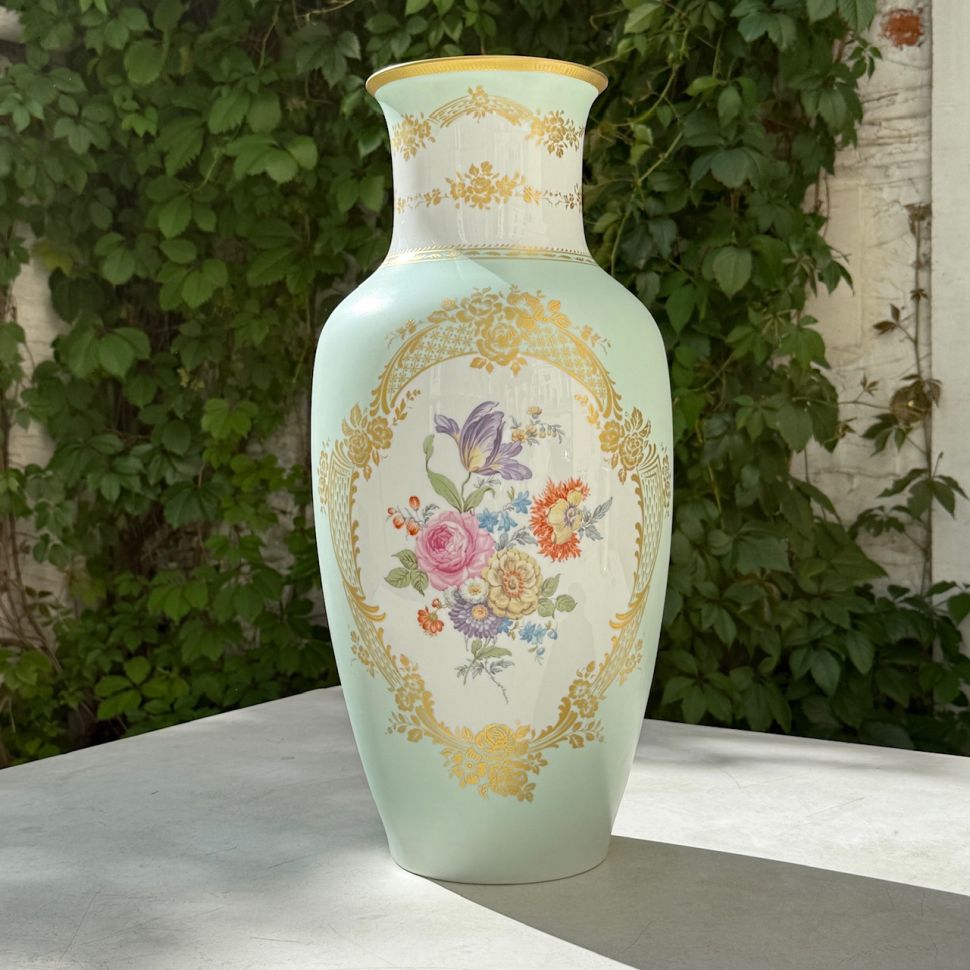 Ваза Kaiser Мейсенский букет 56 см фарфор позолота Германия