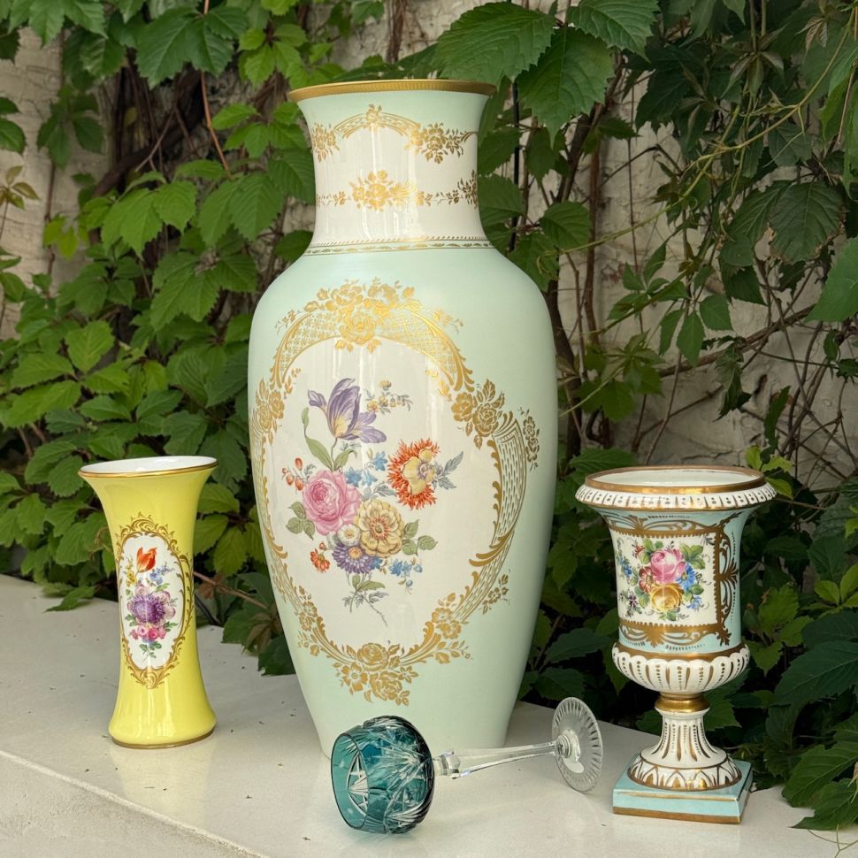 Ваза Kaiser Мейсенский букет 56 см фарфор позолота Германия