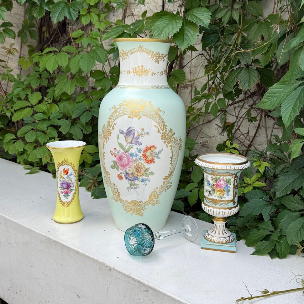 Ваза Kaiser Мейсенский букет 56 см фарфор позолота Германия