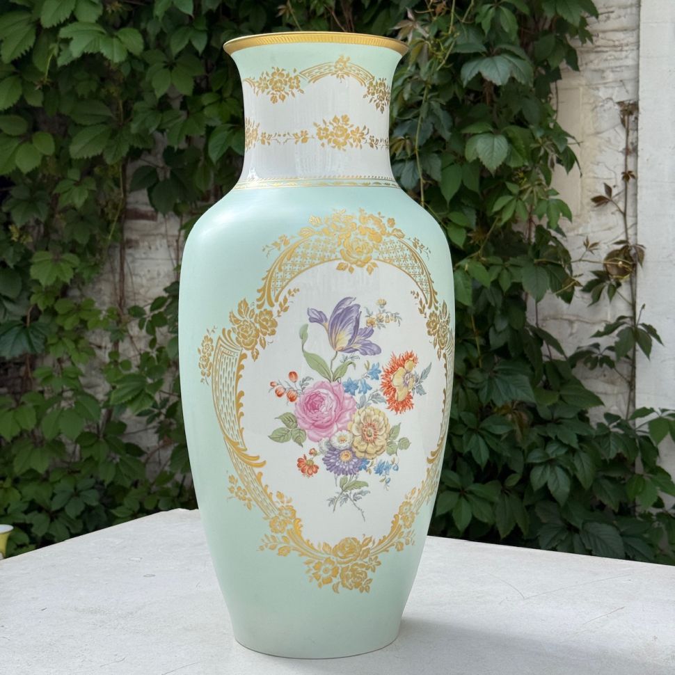 Ваза Kaiser Мейсенский букет 56 см фарфор позолота Германия