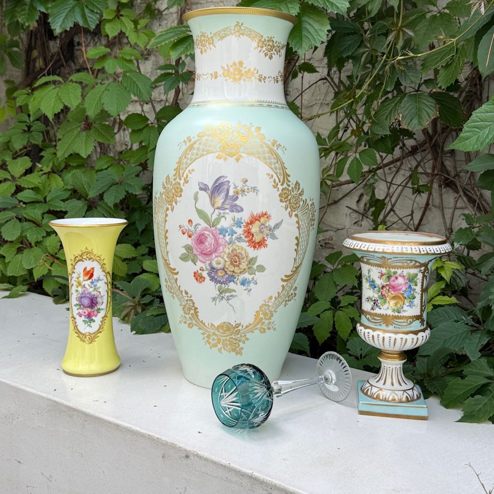 Ваза Kaiser Мейсенский букет 56 см фарфор позолота Германия