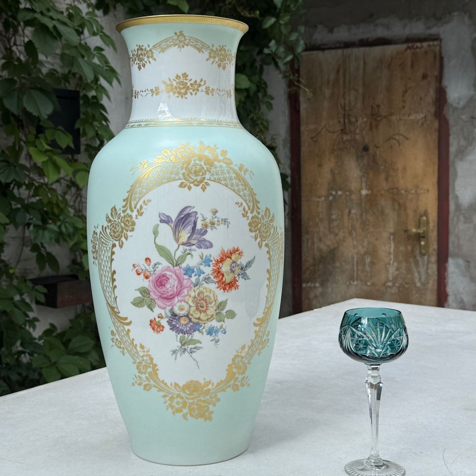 Ваза Kaiser Мейсенский букет 56 см фарфор позолота Германия