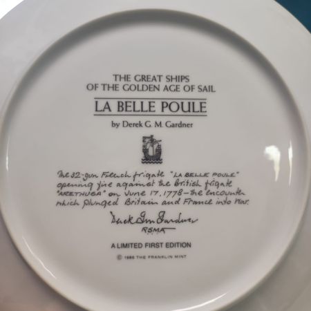 Тарелка Franklin Mint La Belle Poule by Derek G.M.Gardner 23 см 