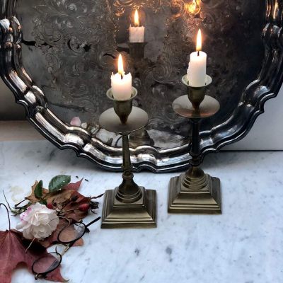 Подсвечник латунный колонна квадрат основание