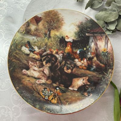Тарелка Johann Seltman Веселые истории о животнызх 24 см фарфор Германия            