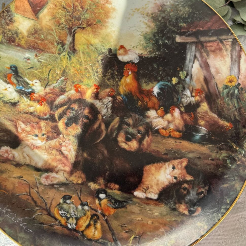 Тарелка Johann Seltman Веселые истории о животнызх 24 см фарфор Германия            