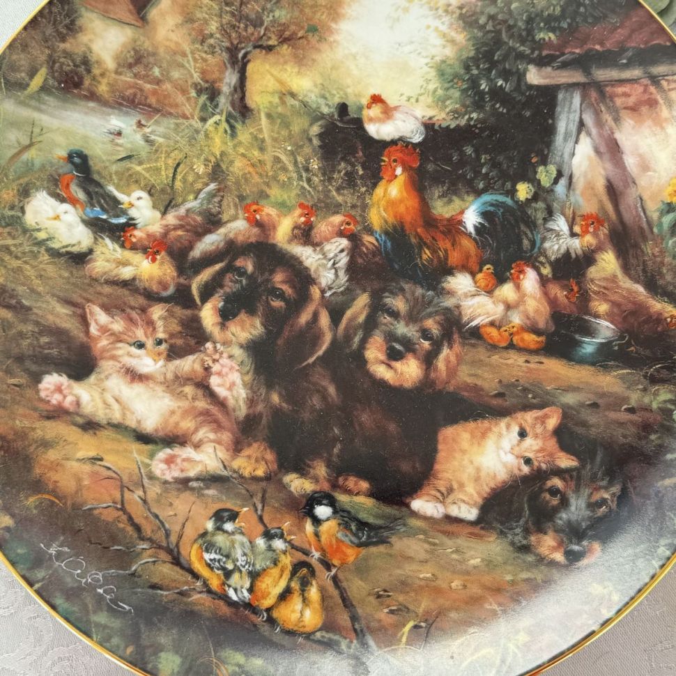 Тарелка Johann Seltman Веселые истории о животнызх 24 см фарфор Германия            