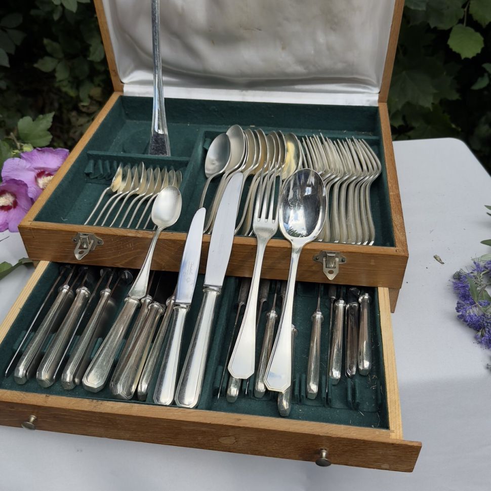 Набор столовых приборов Christofle на 10-12 персон 92 шт серебрение Франция