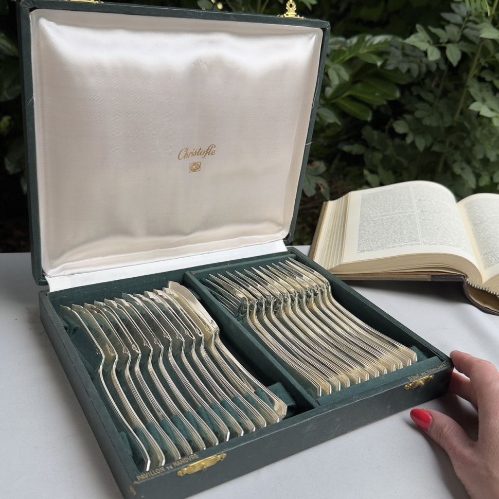 Набор столовых приборов Christofle на 10-12 персон 92 шт серебрение Франция