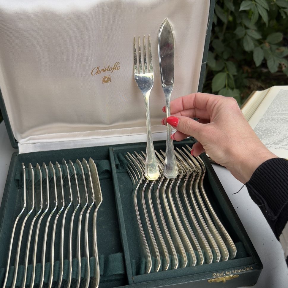 Набор столовых приборов Christofle на 10-12 персон 92 шт серебрение Франция