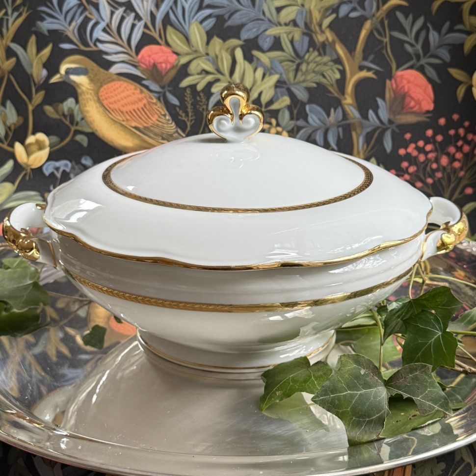 Супница террин Золотая кайма 2 л фарфор Франция