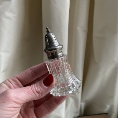 Солонка хрусталь и мельхиор 1950 гг