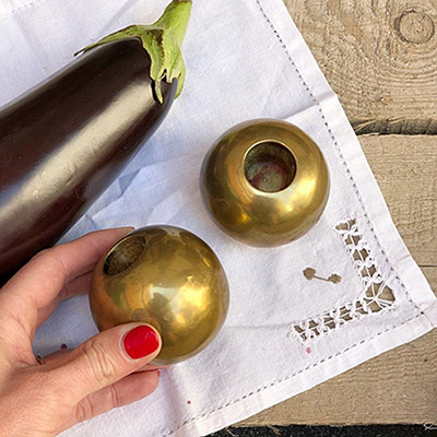 Подсвечник-шар на одну свечу, латунь